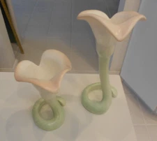 FITZ & FLOYD FLOWER LILY VASES TWO SIZES 7 1/2" & 5"