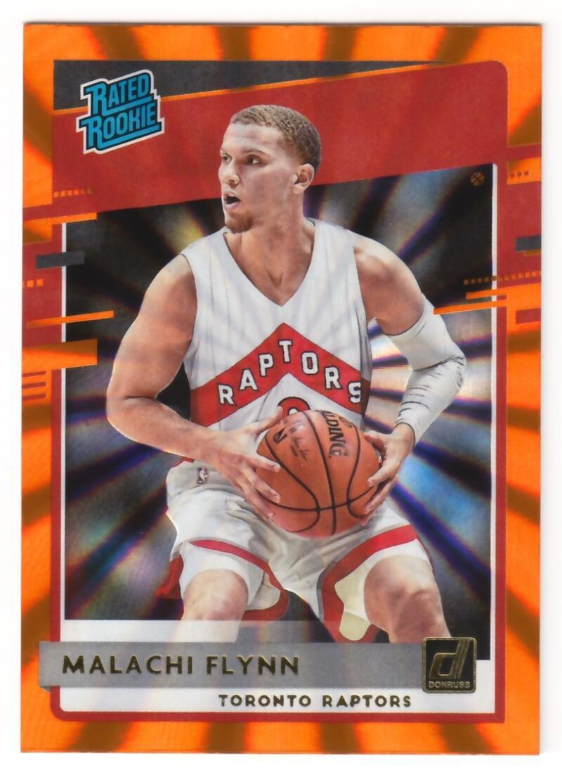 Malachi Flynn 2020-21 Donruss Holo Orange Laser #215 RC Raptors Rated Rookies