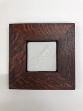 Praying Mantis Handmade Emu Tile Framed Arts Crafts Mission Style Oak Park