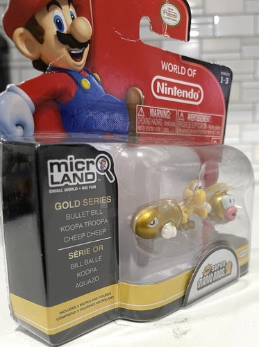 World Of Nintendo, Super Mario Bros 2 Micro Land GOLD Bullet Bill, Koopa & Cheep - Picture 4 of 6