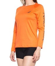 NAUTICA M, XL Orange Logo Long Sleeve UPF 30 Sun Shirt or Rashguard NWT