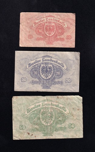 F.C. AUSTRIA , 10, 20 y 50 HELLER 1919 , MBC A MBC- ( VF A VF- ) . - Picture 2 of 2