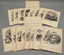 16 Antique CHARLES DICKENS Book Plates - Nicholas Nickleby-Martin Chuzzlewit