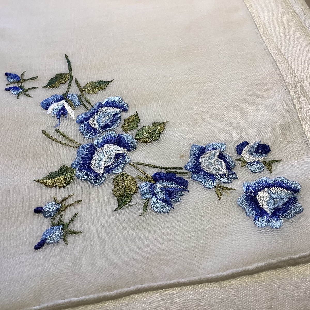 小物 1900s Hand Embroidery Handkerchief Antique 1800's Silk Hankie/handkerchief - Hand Embroidery on