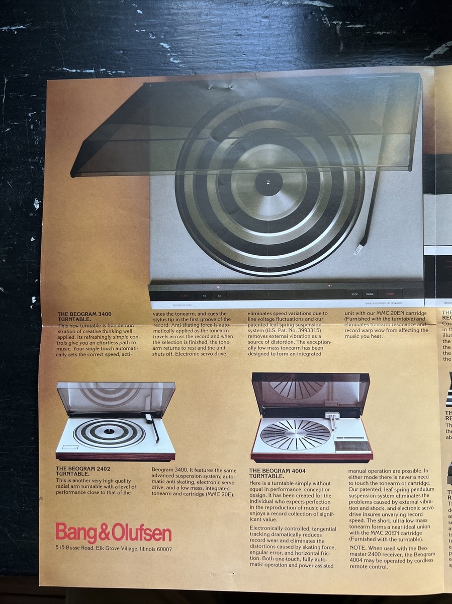 Vintage 1970s BANG & OLUFSEN STEREO COMPONENT BROCHURE Catalog