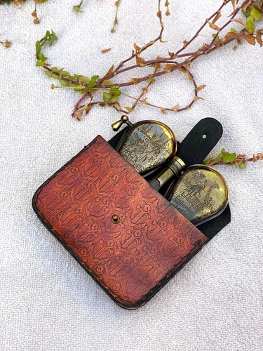 Brass Binocular I With genuine Leather Case, Nautical Antique Binocular Folding - Picture 4 of 6
