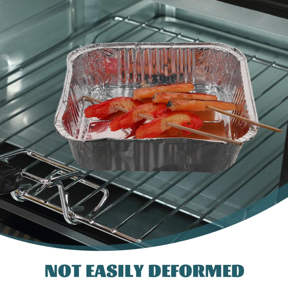 4 Pieces Takeaway Containers Foil Baking Pans Tin for Broiling Aluminum