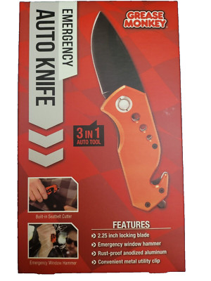 Grease Monkey Auto Emergency Knife 3 Tools In One