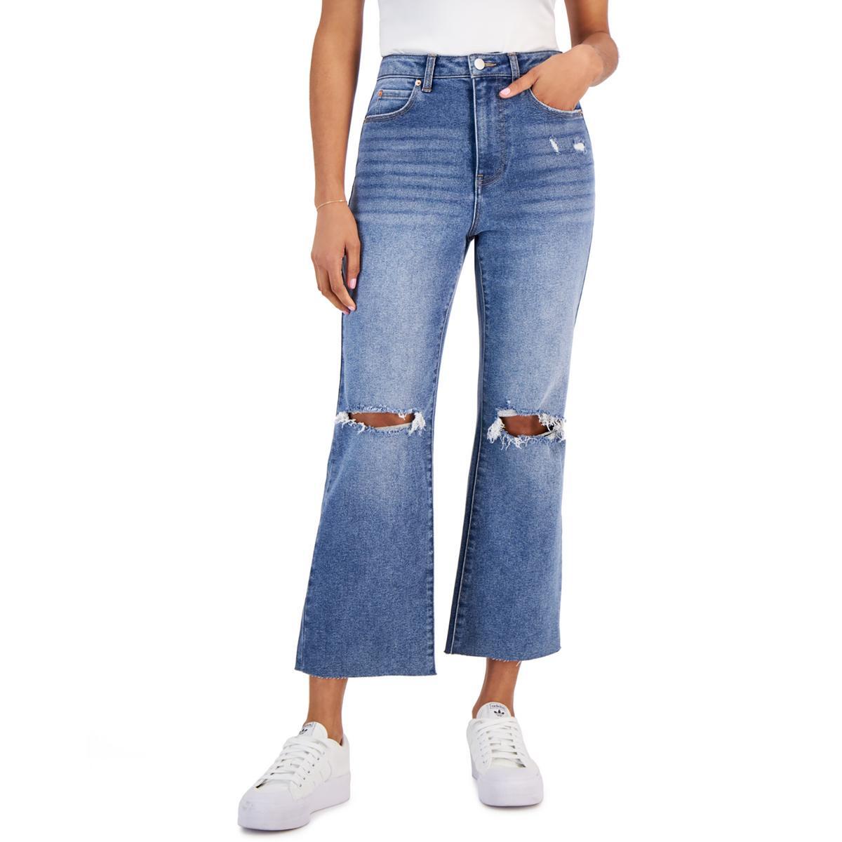 Женские расклешенные джинсы Tinseltown с высокой посадкой Destroyed Denim Juniors BHFO 9400