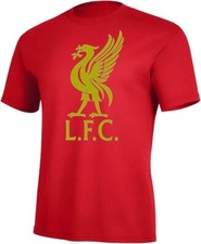 Official Liverpool FC T-Shirt - Red/Yellow Crest - YM, YL - New
