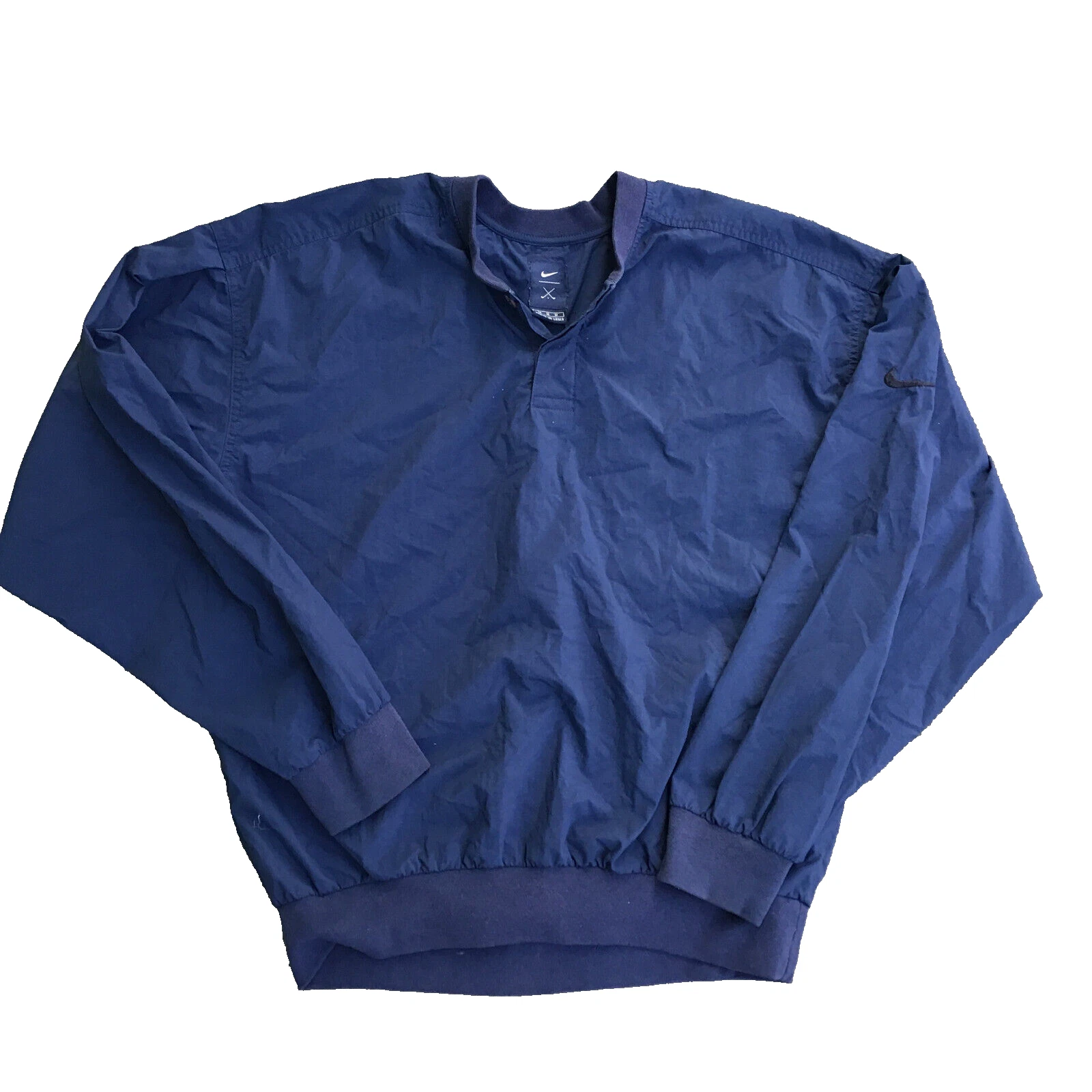 Vintage Nike Windbreaker Jacket Mens Medium Blue Golf Swoosh Logo Pullover