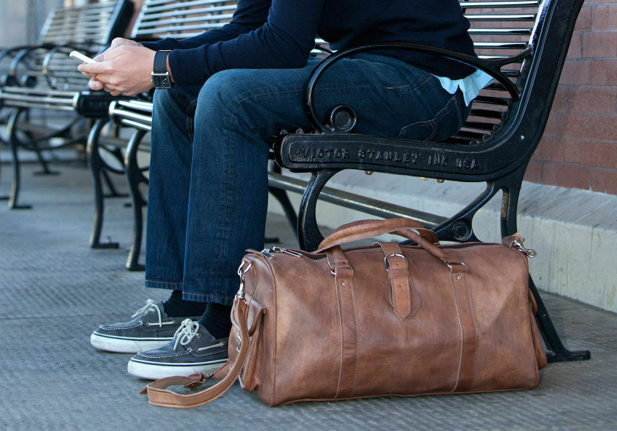 Bag Leather Duffle Men Travel Genuine Gym Luggage Overnight Vintage Mens Weekend