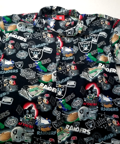 NFL Oakland/Las Vegas RAIDERS Football Button Front Hawaiian Camp Shirt Mens 2XL