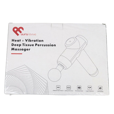 Aura Revive Percussion Massager Heat And Vibration Deep Tissue 8 pc New Sealed