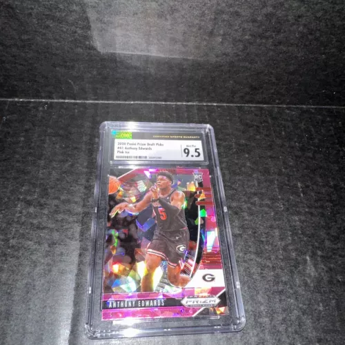2020-21 Prizm Draft Picks Pink Ice Anthony Edwards #41 Rookie CSG 9.5 Mint Plus