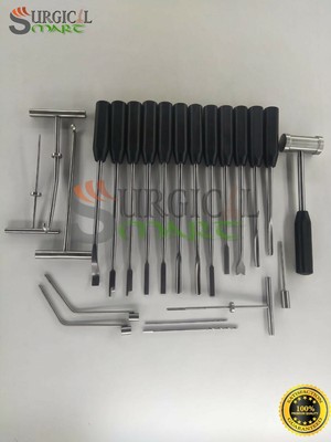 Mueller-Type Cement Removal Instruments Titanium Blue Set of 22 Pcs Orthopedic