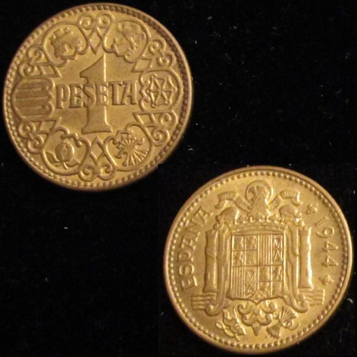 *GUTSE* FRANCO-6, 1 PESETA 1944, BRILLO ORIGINAL, SIN CIRCULAR.