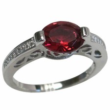 PRECIOUS 2 CT OVAL CUT RUBY 925 STERLING SILVER RING SIZE 5-10