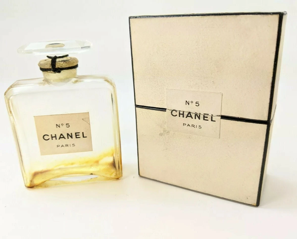 Early Vintage Chanel No 5 *Empty* Glass Perfume Bottle Stopper w/ Box