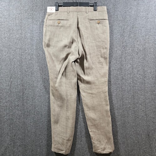 Brooks Brothers Red Fleece Linen Dress Pants Mens 32x30 Brown NWT - Picture 2 of 7