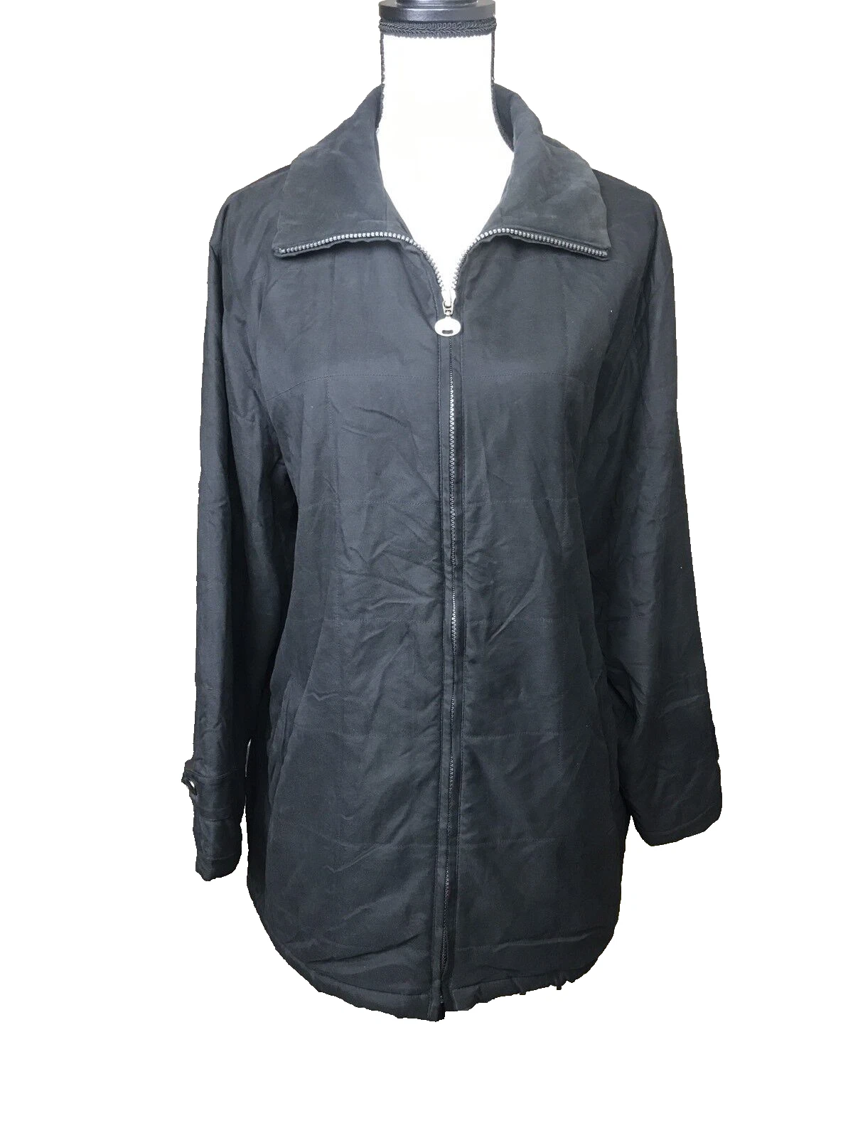 London Fog Jacket Men's Size MEDIUM Black Front Zip Fall