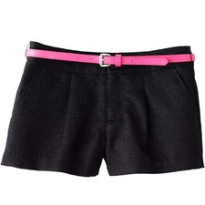 Candie's Big Girls Black Shimmer Pleated Shorts with Belt - size 12 - NEW