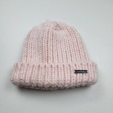 bebe Girls Beanie Hat Pink Cable Knit Logo Tag One Size Acrylic