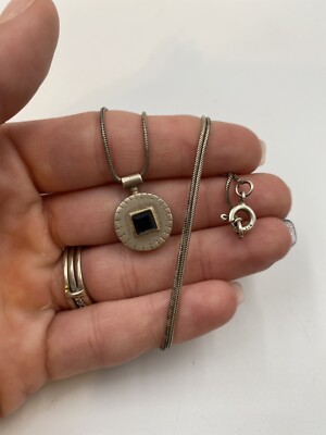 Atemberaubende Sterling Silber 925 Halskette tiefblau Anhänger Collier #B218