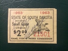 ICOLLECTZONE US South Dakota 1963 Resident Small Game Revenue Stamp VF used