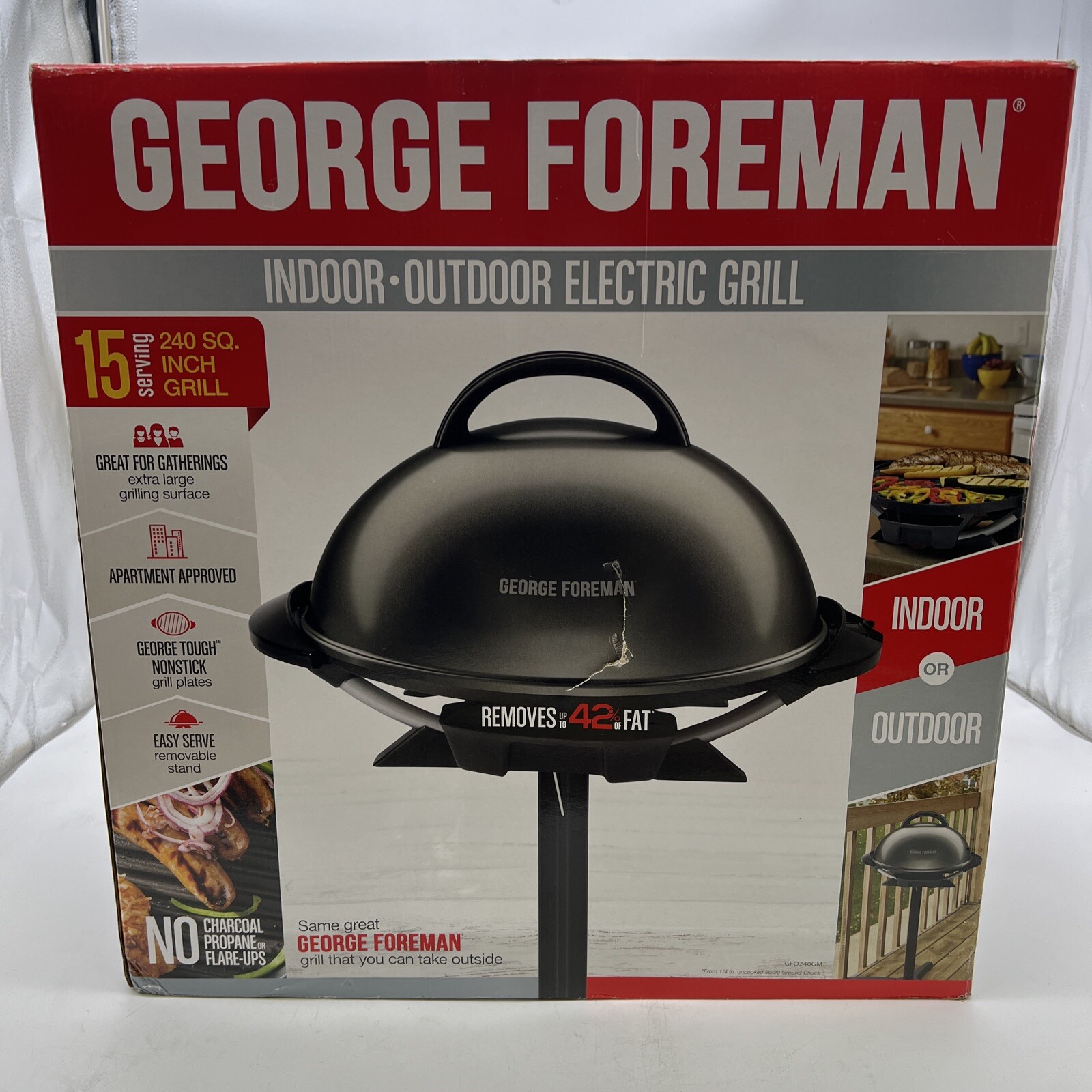 FOREMAN 15Serving Nonstick Indoor/Outdoor Electric Grill NEW! Lightbulb Expert