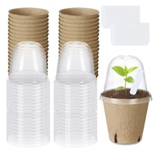 36 Sets 3 Inch Biodegradable Seed Starting Pots with Humidity Dome for Garden