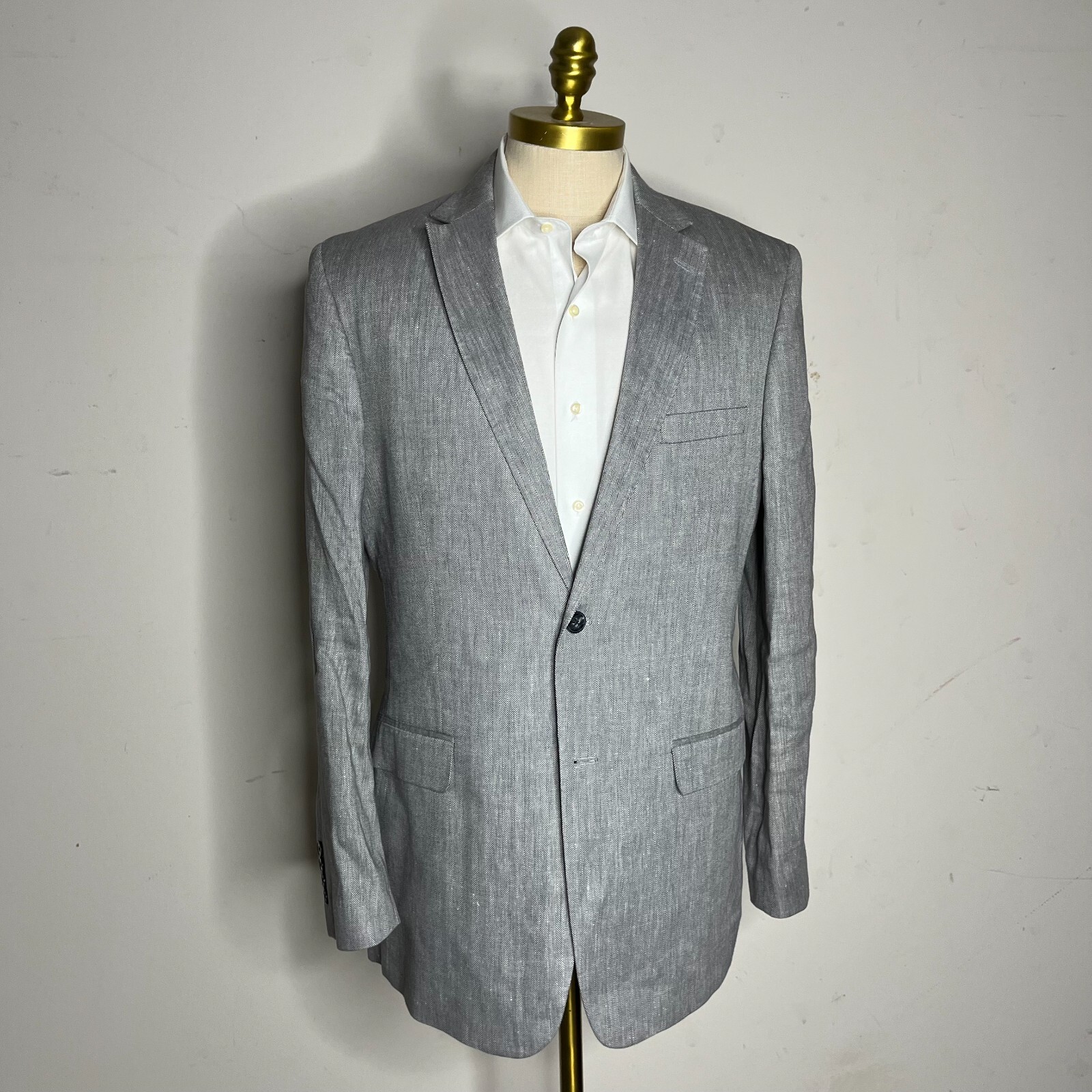 Tasso Elba Blazer Wool Gray Linen Blend Mens 42L … - image 1