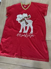 Lazy One NWT Women's Moose Pajama Shirt  Sz XXL Top Moosletoe dress