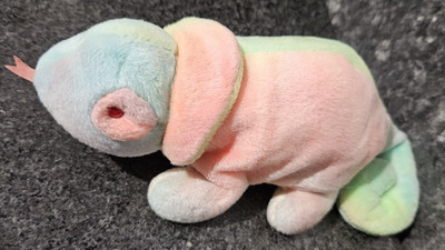 Ty Beanie Buddy '' RAINBOW '' Plüsch Vintage 1999 Sammlerstück Batik Leguan ohne Etikett