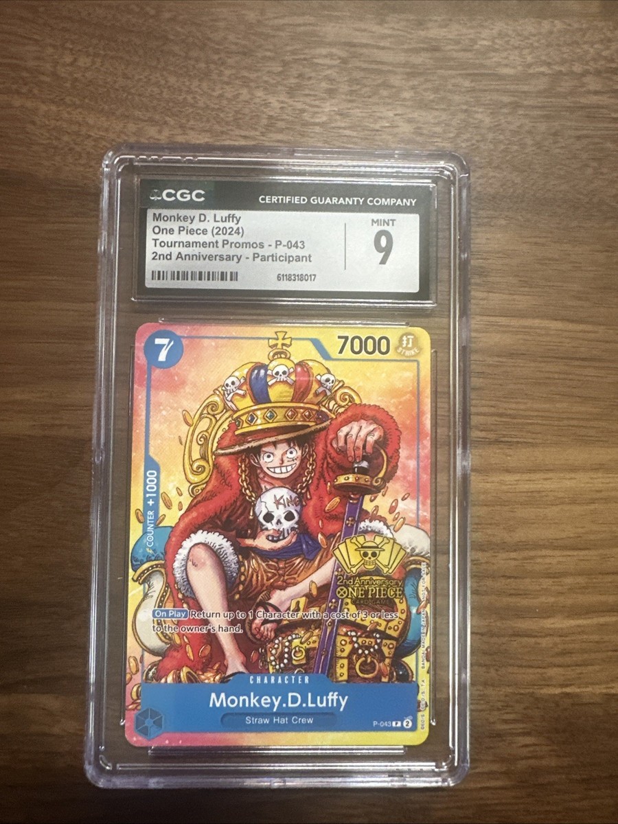 CGC 9 Monkey D. Luffy P-043 2nd Anniversary Tournament Promo One