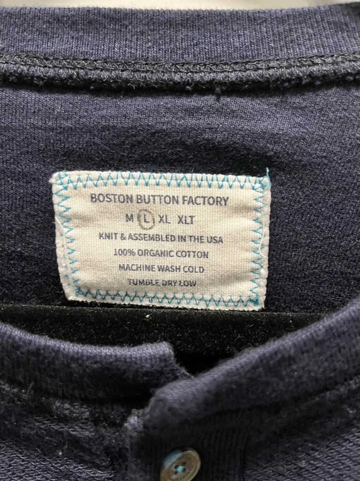 Boston Button Factory Men’s Henley Size Large Double Knit French Terry USA - Image 4 of 4