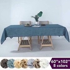 60x102" Rectangular Premium Faux Burlap Polyester Tablecloth Wedding Decorations