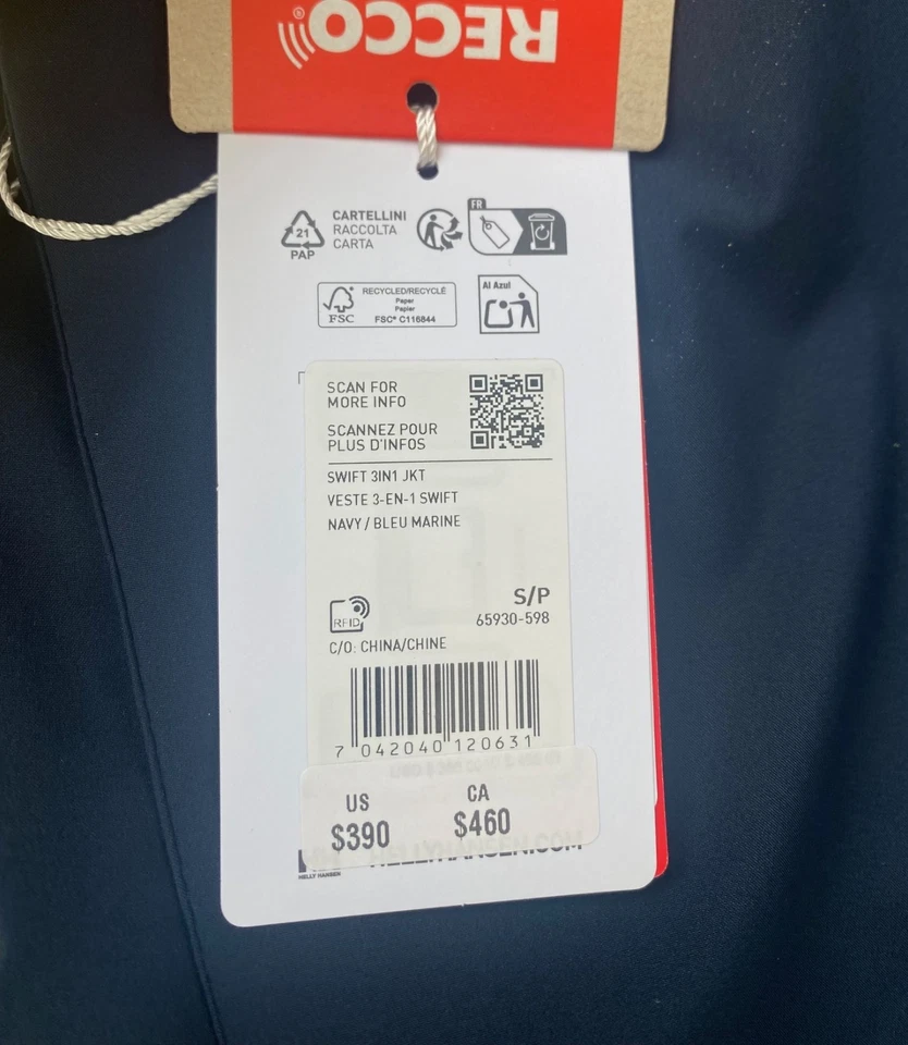 Men's Helly Hansen Swift 3-in-1 Jacket BLUE $390, Size: S - Image 2 of 4