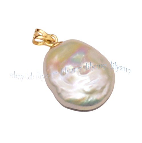 17x22mm echte natürliche weiße Träne Barock Perle Anhänger 14k Gelbgold - Bild 6 von 10