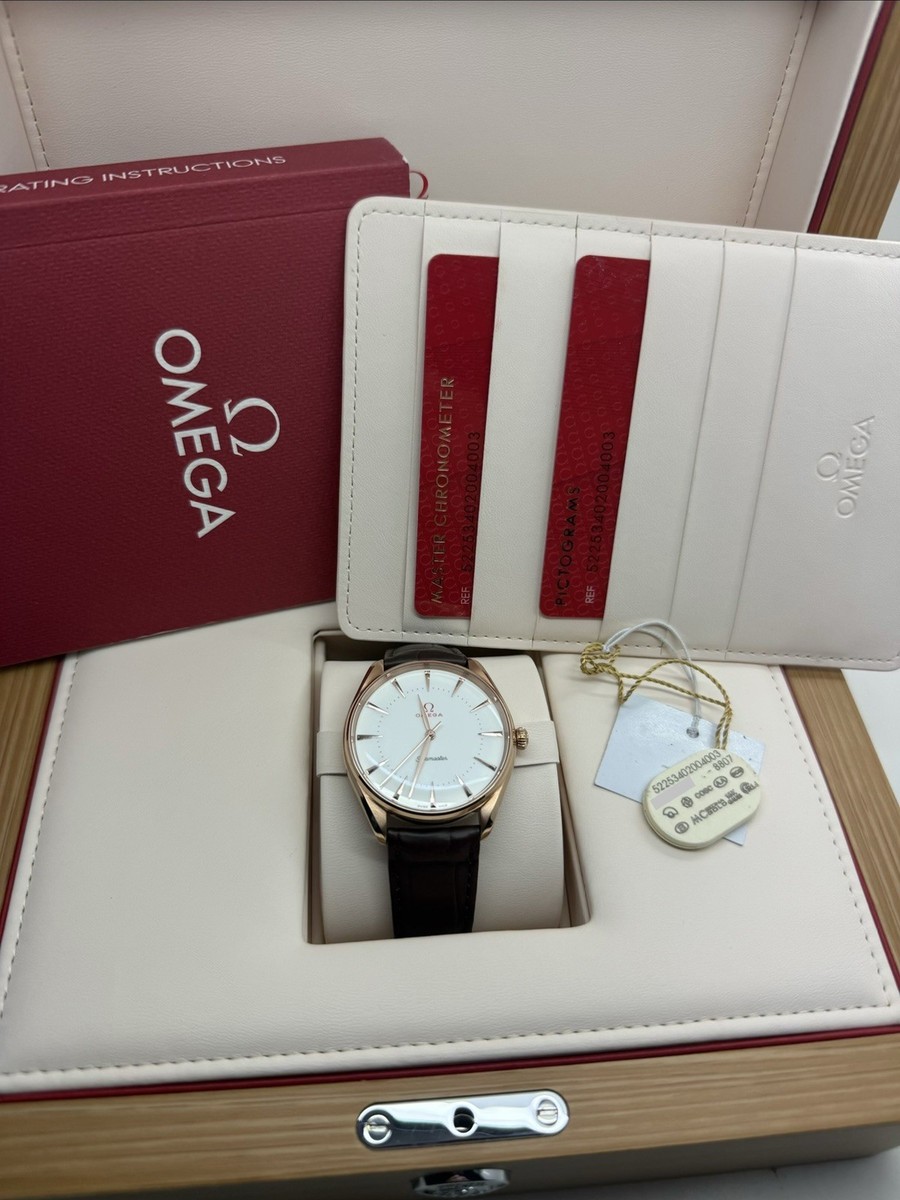 SWISS OMEGA Seamaster Auto 純正ブレス& 純正箱　稼働 Omega Seamaster Olympic Rose Sedna Gold Leather Auto Watch 522.53