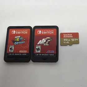 Nintendo Switch V2 Bundle - 512GB SD, 2 Games (Mario Odyssey, Persona 5), & Extr