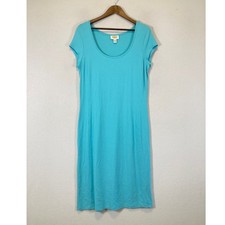 Coastal Chic Talbots Womens Medium Turquoise Blue Scoop Neck Cap Sleeve Dress