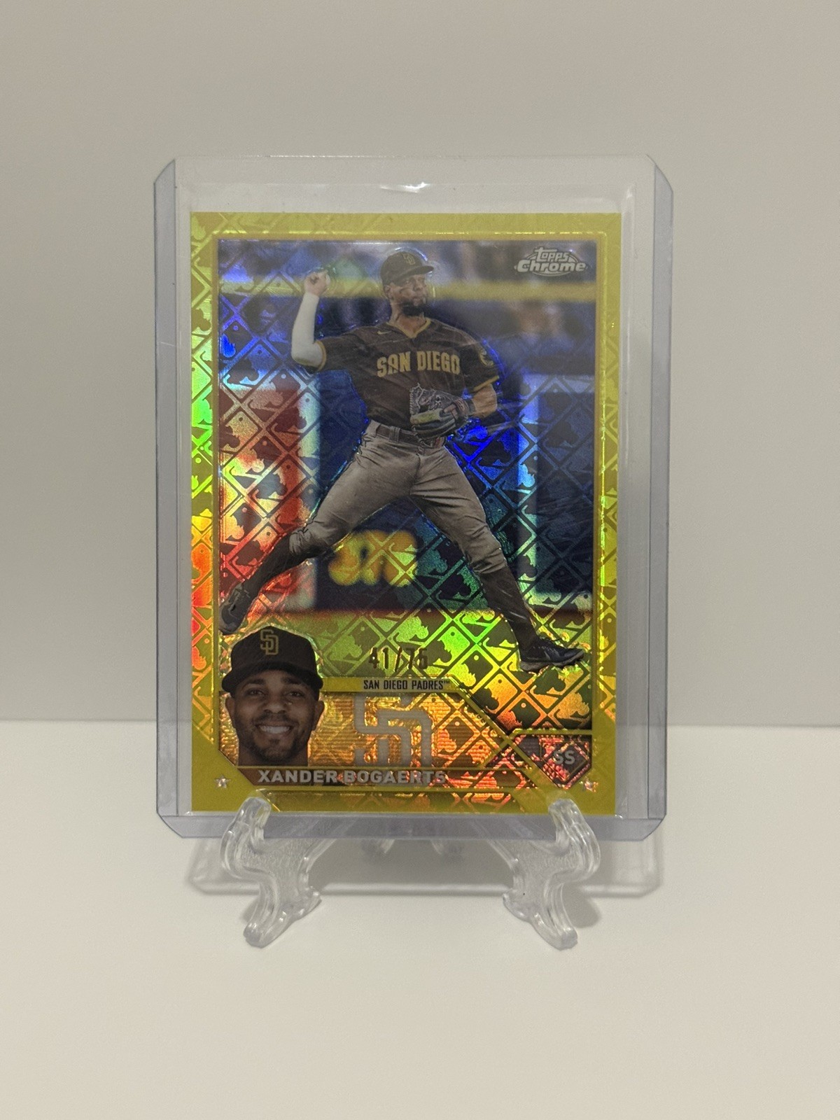 2023 Topps Chrome Logofractor #44 Xander Bogaerts Yellow Refractor /75
