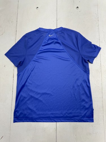 Nike Dri Fit Solid Blue Athletic Short Sleeve Running T Shirt Mens Size Medium - Picture 2 of 6