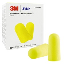 3M ES-01-001 E-A-R Soft Yellow Neon Ear Plugs Pack of 250