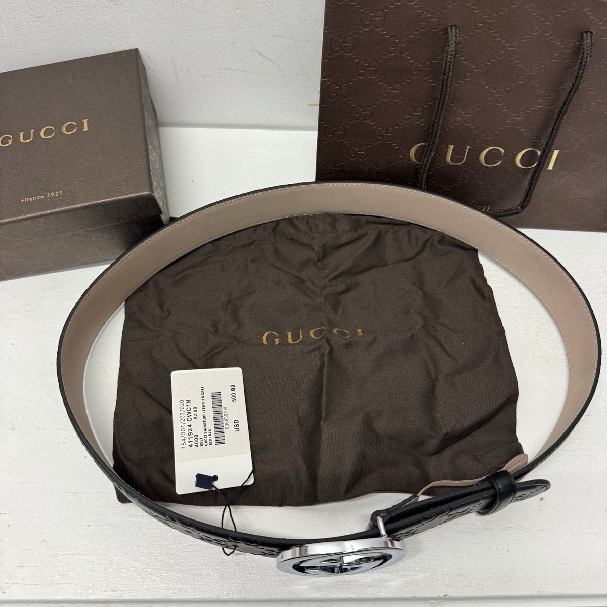 Gucci Black Interlocking G Belt (Size 30-32 Men's Pants) | eBay
