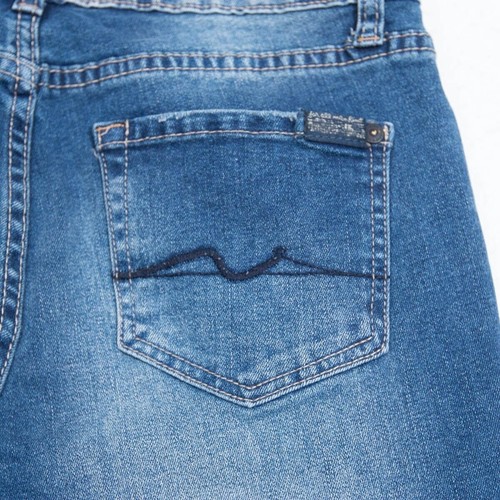 7 For All Mankind Jean Boys 14 (26x27) Paxtyn Straight Distressed Med Blue Wash - Picture 10 of 13
