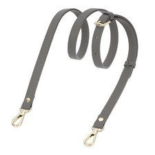 0.6" Genuine Leather Purse Strap for Bag Dark Gray, Gold Buckle 