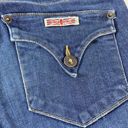 Pantalones de mezclilla Hudson para mujer talla 26 (28) lavado oscuro rectos tiro bajo solapa bolsillo EE. UU. - Imagen 5 de 10