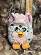 1999 Tiger Furby Buddies More Hugs Gray W/black Spots Green Eyes Vintage
